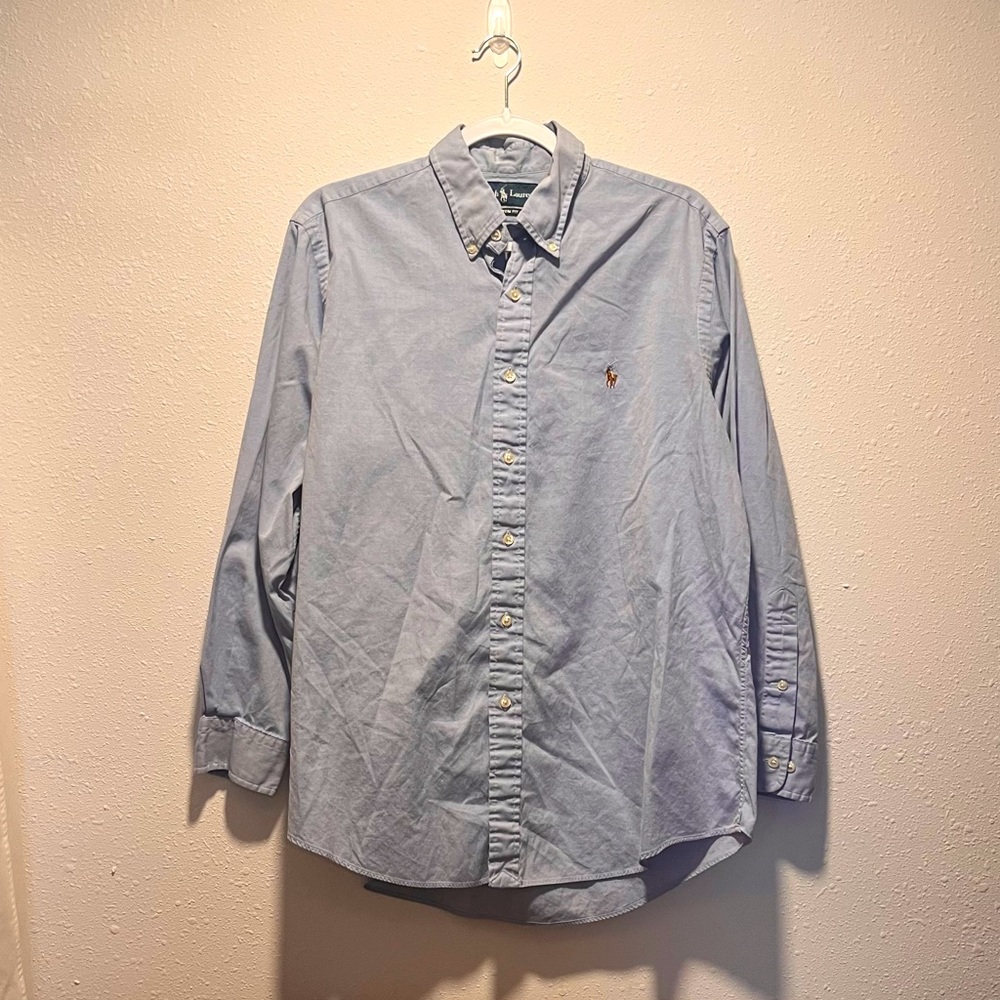 Men’s Light Blue Polo Button Down Dress Shirt